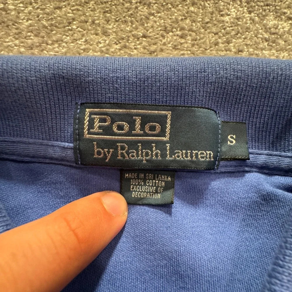 Ralph Lauren Polo Shirt Mens Small Blue Solid Cotton Classic Preppy Rugby Knit
